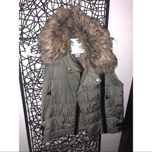 Olive Fur Vest